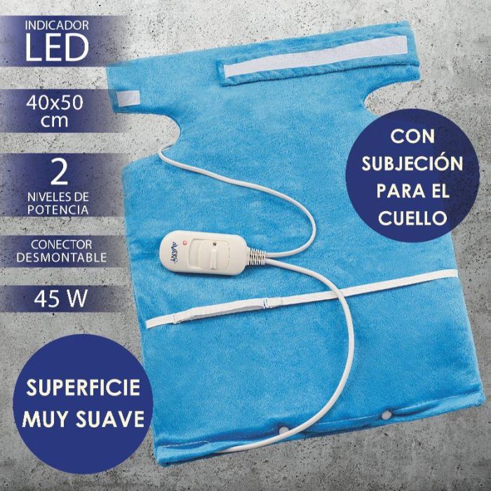 AVANT Almohadilla Eléctrica con Sujeción para el Cuello, Térmica, Tamaño 40x50 cm, 45 W, 2 Temperaturas
