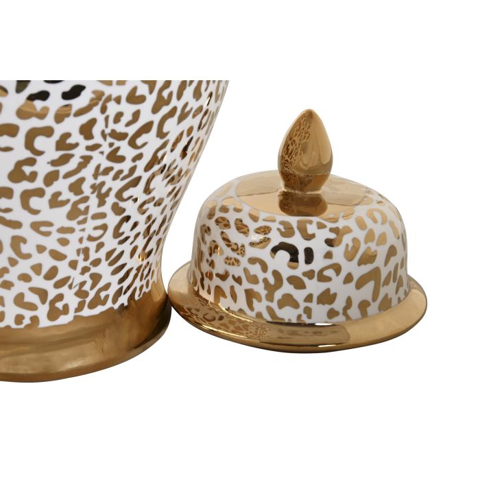 DKD Home Decor Tibor Colonial de Porcelana Blanco y Dorado 25x25x40 cm 2
