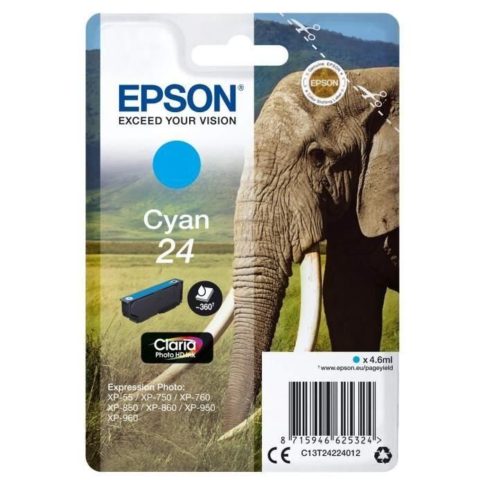 Cartucho de Tinta Original Epson Cartucho 24 cian Cian 4,6 ml 1