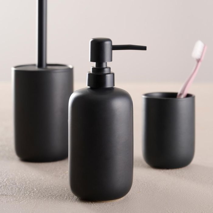 Day Juego De Baño 3 Piezas Negro Vaso Dispensador Jabón Escobilla WC 1