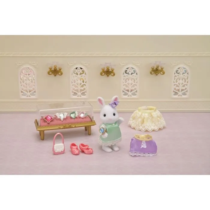 Sylvanian Families La maleta de moda Snow Bunny y Big Sister con accesorios de joyería 2