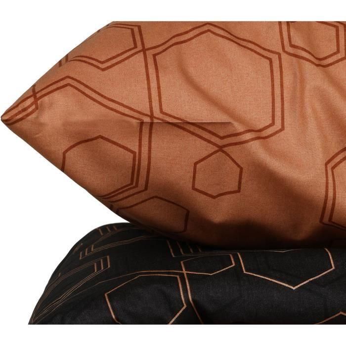 Juego de cama - 1 funda nórdica 220x240 cm + 2 fundas de almohada 60x60 cm - 100% algodón - Cobre 4 Juego de cama - 1 funda nórdica 220x240 cm + 2 fundas de almohada 60x60 cm - 100% algodón - Cobre 4