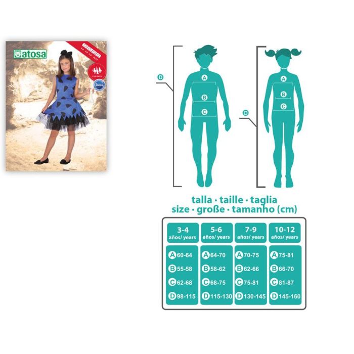Disfraz Cavernicola Azul Niña Infantil 5-6 Años 1