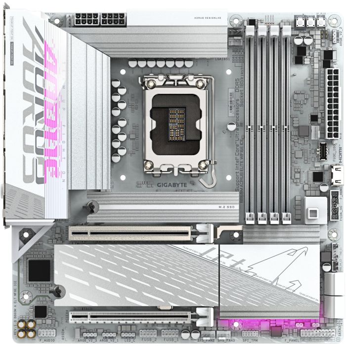 GIGABYTE B860M AORUS ELITE WF6E ICE Placa base Intel B860 LGA 1851 para Intel Core Ultra DDR5 Wi-Fi 6E Micro ATX PCIe 5.0 USB 4.0 1