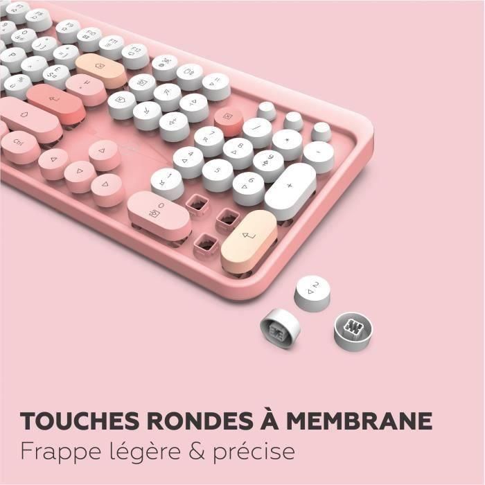 Combo teclado + mouse inalámbrico - MOBILITY LAB - Pure Color - Rosa - Diseño ergonómico - Escritura discreta 4 Combo teclado + mouse inalámbrico - MOBILITY LAB - Pure Color - Rosa - Diseño ergonómico - Escritura discreta 4