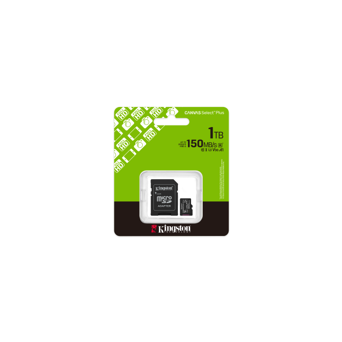 Kingston SDCS3/1TB Tarjeta MicroSDXC de 1TB, Velocidad de Lectura 150MB/s, Clase A1, UHS-I U3 V30, Incluye Adaptador SD