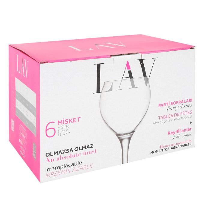 Lav Set 6 Copas Gran Vino Misket 365cc 7.5x7.5x17.5 cm (4 Cajas)