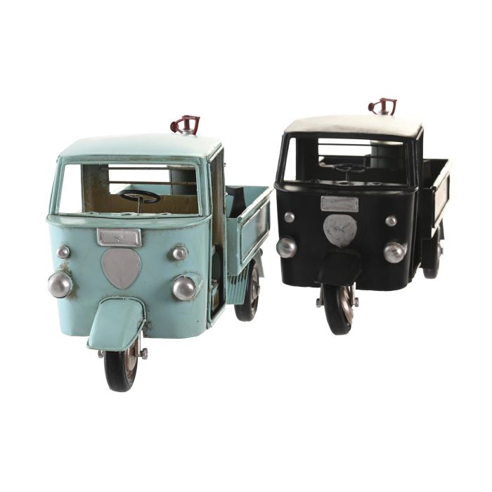 DKD Home Decor Vehículo Decoración Vintage Azul Celeste Negro Metal 11 x 13.5 x 25 cm (4 Unidades) 1