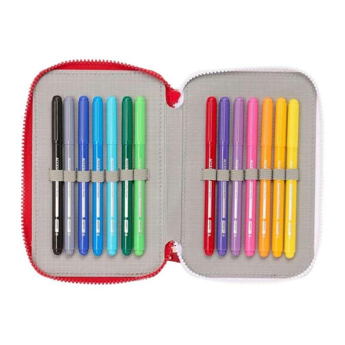 Plumier Triple Sevilla Fútbol Club Rojo 12,5 x 19,5 x 5,5 cm 36 Piezas 9