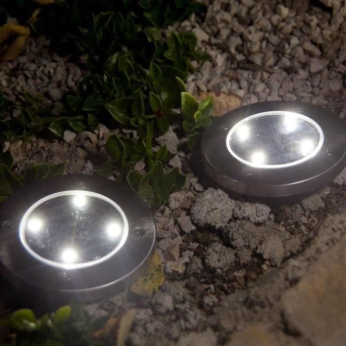 Juego de 8 focos solares redondos de acero inoxidable para empotrar o insertar - LUMISKY - DECKY - LED blanco frío - Ø12 cm 3 Juego de 8 focos solares redondos de acero inoxidable para empotrar o insertar - LUMISKY - DECKY - LED blanco frío - Ø12 cm 3