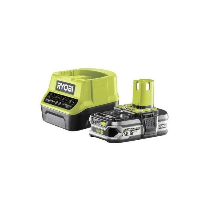 Ryobi RC18120-125 Cargador + Batería de litio 18V 2,0Ah ONE+ Intellicell con indicador de carga, tiempo de carga 60 min