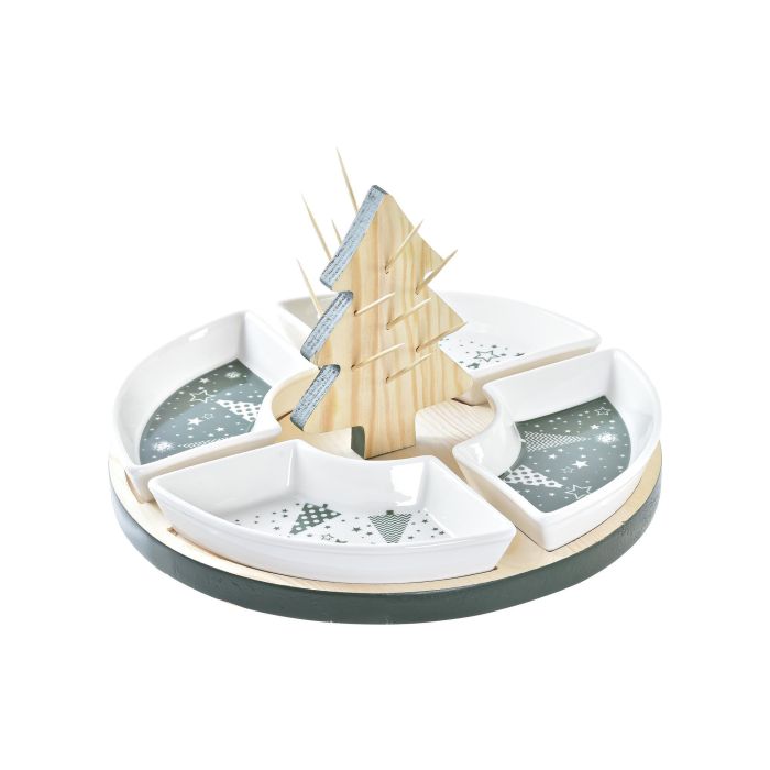 Aperitivo Navidad Tradicional DKD Home Decor Verde Blanco 21.5 x 13 x 21.5 cm Set de 5