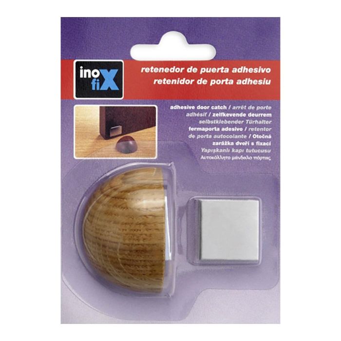 Inofix Retenedor de puerta magnético adhesivo madera roble 24x48x31 mm 1