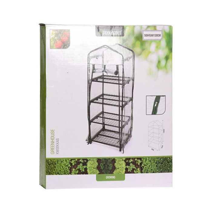 Ipae Progarden Invernadero 4 Alturas con Tejado 50x45x130cm PVC Transparente/Acero Estructura Estable 1