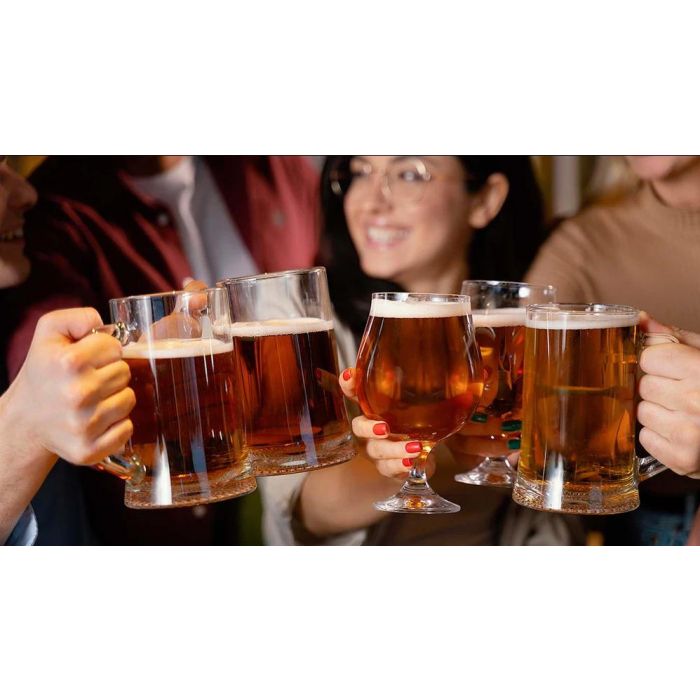 La Mediterranea Jarra Cerveza 600 ml. Dimensiones: 9,3 cm (ancho) x 15,3 cm (alto) x 8,2 cm (largo). (24 Unidades)