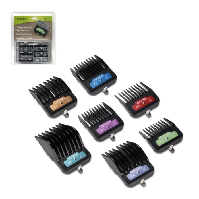 Andis Juego 7 Peines Alzada Universales para Cuchillas UltraEdge y Ceramic Edge nº10 con Estuche, Color Codificado y Medidas 1.5 a 25mm 1 Andis Juego 7 Peines Alzada Universales para Cuchillas UltraEdge y Ceramic Edge nº10 con Estuche, Color Codificado y Medidas 1.5 a 25mm 1