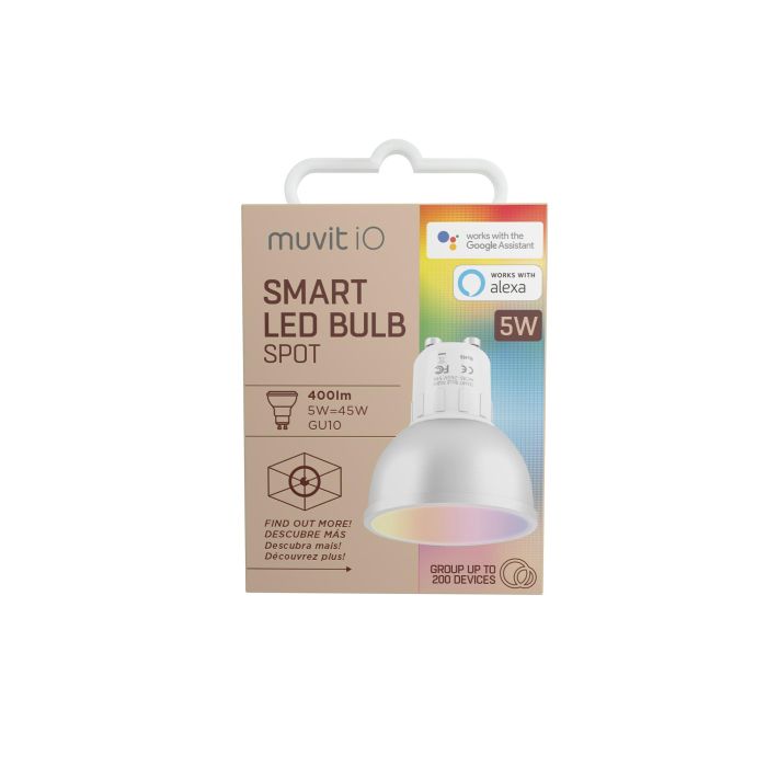 BOMBILLA INTELIGENTE MUVIT IO MIOBULB014 - WiFi - 5W - GU10 - 400LM - LUZ MULTICOLOR - COMPATIBLE ASISTENTES DE VOZ GOOGLE / ALEXA 7 BOMBILLA INTELIGENTE MUVIT IO MIOBULB014 - WiFi - 5W - GU10 - 400LM - LUZ MULTICOLOR - COMPATIBLE ASISTENTES DE VOZ GOOGLE / ALEXA 7