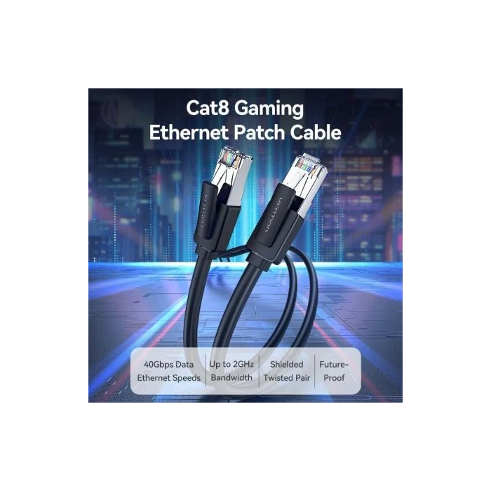 Vention IKKBH Cable de Red RJ45 SFTP Cat.8, 2m, Negro 1 Vention IKKBH Cable de Red RJ45 SFTP Cat.8, 2m, Negro 1