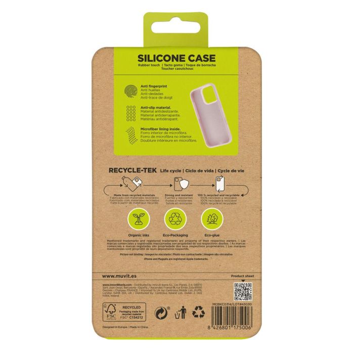 Muvit Funda Recycletek Liquid Silicone para Apple ECO Certificada GRS Antihuellas Antideslizante Interior Microfibra Protección Caídas 1