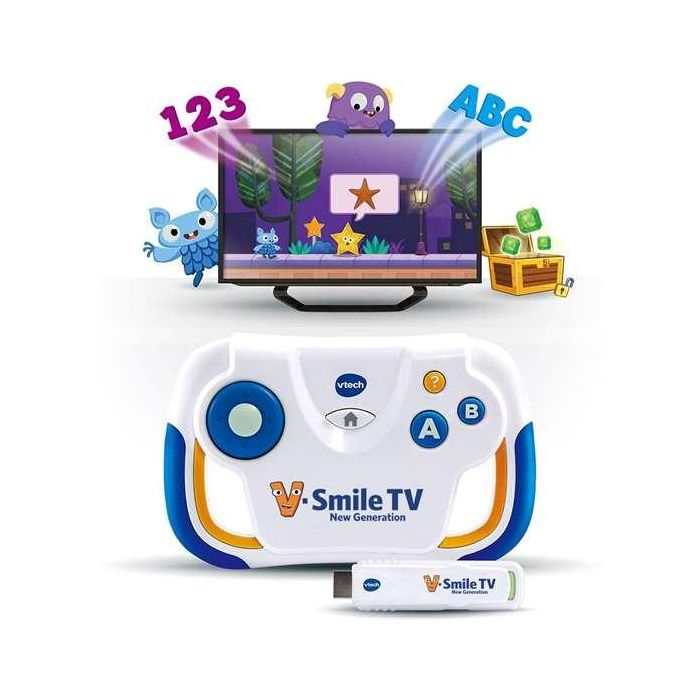Vtech Videoconsola V.Smile TV Nueva Generación, Consola Educativa con 6 Mundos para Niños de 3 a 7 años, usa 2 pilas AA 3
