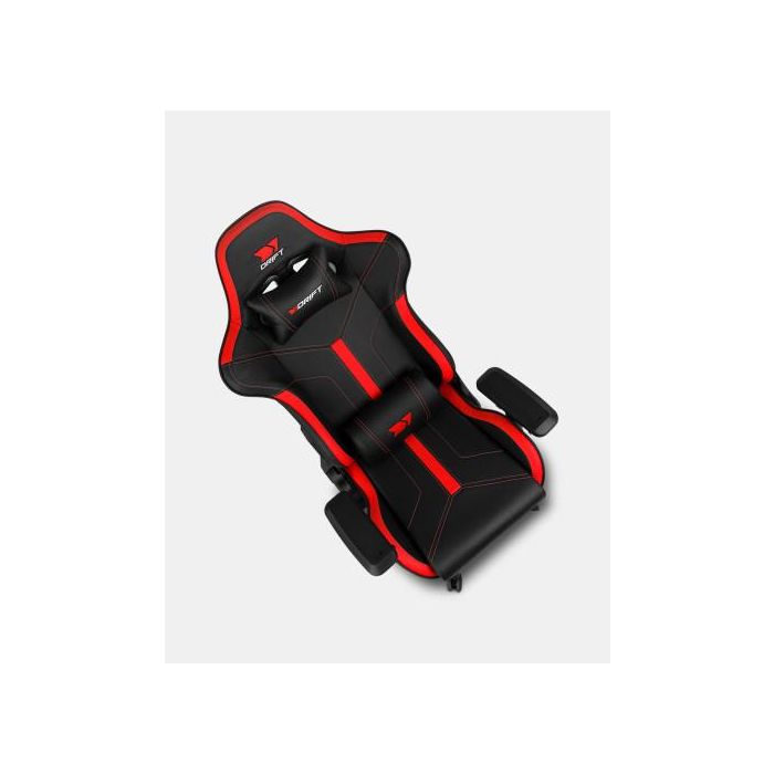 Drift DR350 Silla Gaming Ergonómica con Reposabrazos 4D, Pistón Clase 4 150kg, Respaldo Reclinable 90-135°, Cojines Lumbar/Cervical, Negro/Rojo 3