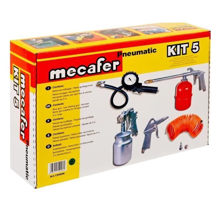 Mecafer Kit de Accesorios de Aire Comprimido, Set de 5 Piezas para Herramientas y Equipos Neumáticos 1 Mecafer Kit de Accesorios de Aire Comprimido, Set de 5 Piezas para Herramientas y Equipos Neumáticos 1