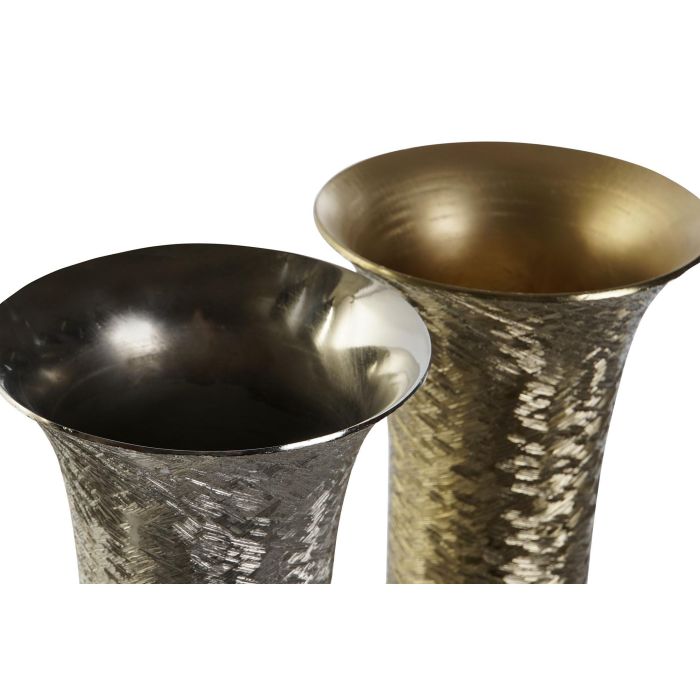 DKD Home Decor Jarron Romantico Dorado Plateado Aluminio 13 x 33 x 13 cm (2 Unidades) 0 DKD Home Decor Jarron Romantico Dorado Plateado Aluminio 13 x 33 x 13 cm (2 Unidades) 0