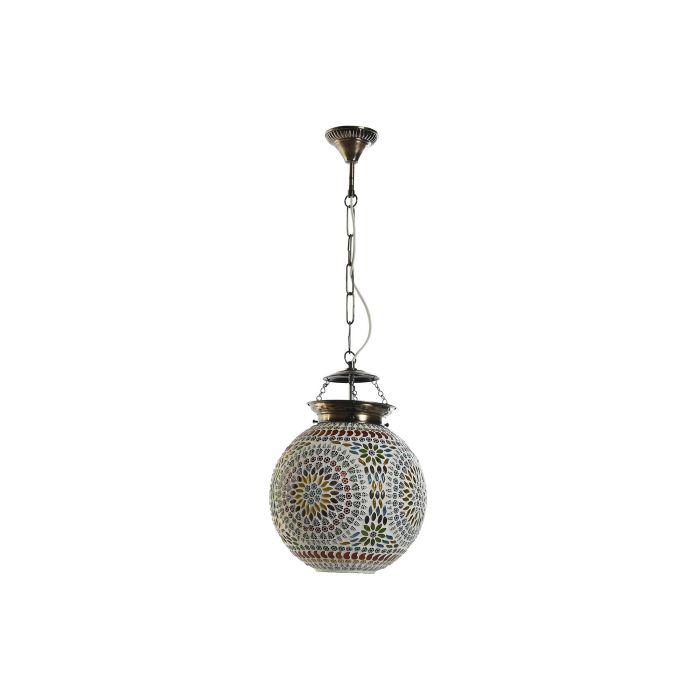 DKD Home Decor Lámpara de Techo Árabe Mosaico Craquelado Multicolor Cristal Metal E14 25W 25x25x30 cm Pack de 2