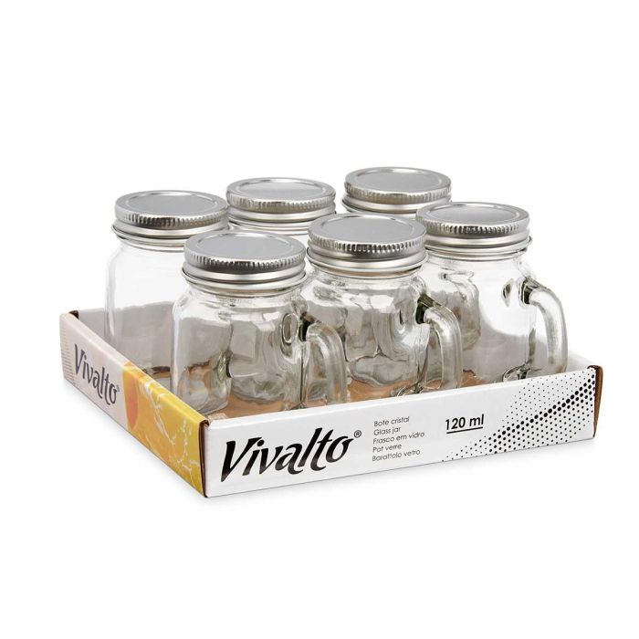 Tarro Cuad Cristal Trans Tapa Asa 120Ml Vivalto 7X8CM (48 Unidades) 2 Tarro Cuad Cristal Trans Tapa Asa 120Ml Vivalto 7X8CM (48 Unidades) 2