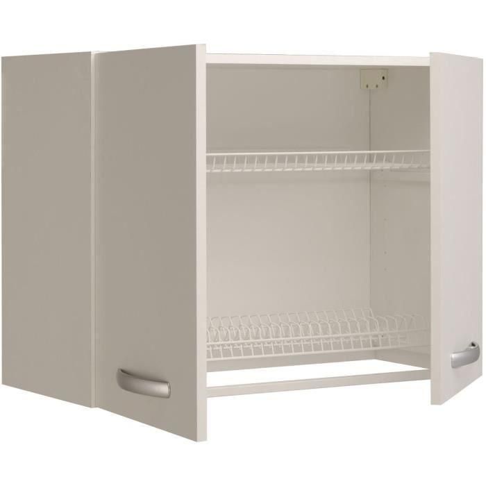 Parisot SPRING239753 Mueble de cocina alto con escurridor, 2 puertas, Blanco - L80 x P35,6 x H57,9 cm 1