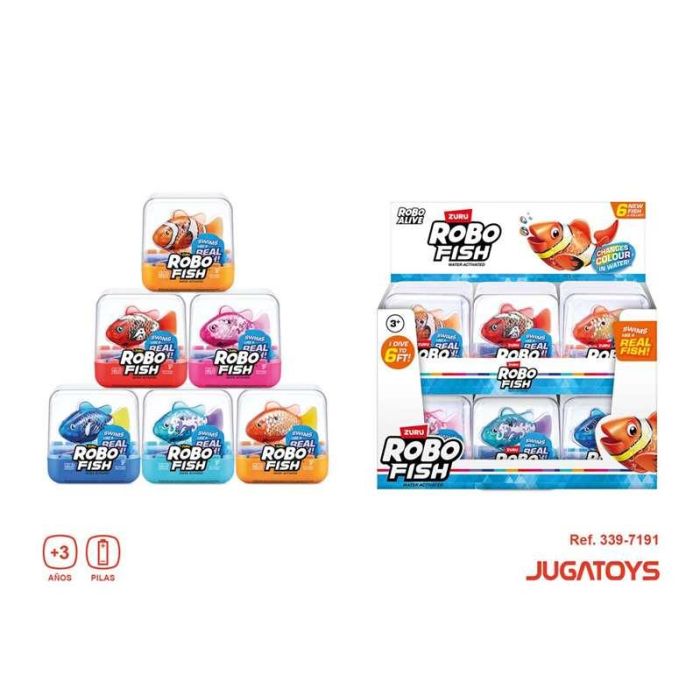 Figura pez robofish, nada en diferentes direcciones y cambia de color 7x7x7cm - modelos surtidos 3 Figura pez robofish, nada en diferentes direcciones y cambia de color 7x7x7cm - modelos surtidos 3