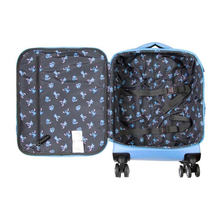 Disney Lilo y Stitch Maleta de Cabina 4 Ruedas Azul con Bolsillos Exteriores y Puerto USB 2