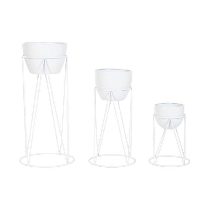 Macetero Home ESPRIT Blanco Metal Urbano 38 x 38 x 80 cm (3 Piezas) Macetero Home ESPRIT Blanco Metal Urbano 38 x 38 x 80 cm (3 Piezas)