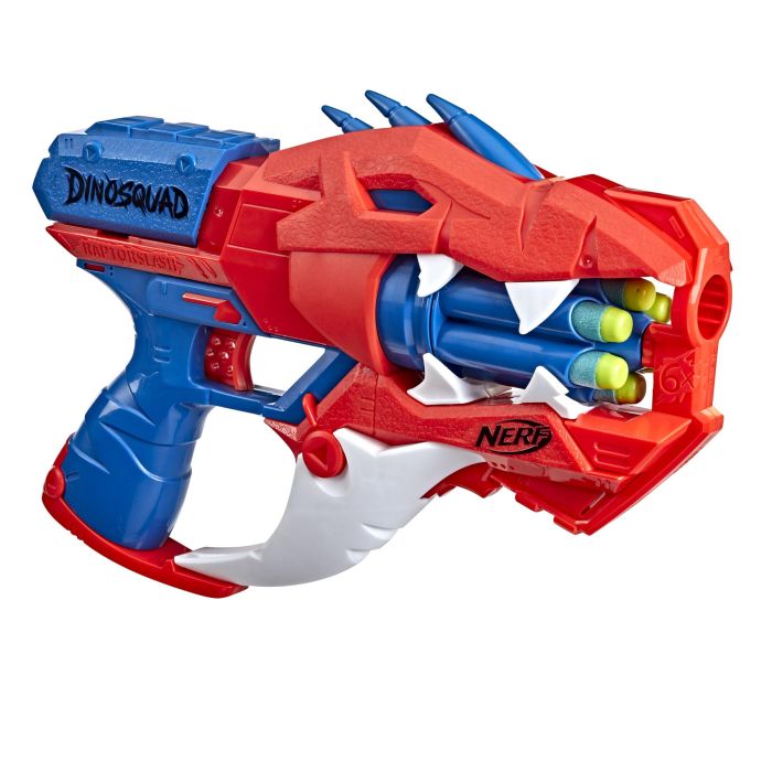 Hasbro Nerf Lanzador Dino Squad Raptor-Slash con Tambor Giratorio de 6 Dardos para Aventuras de Batalla 4