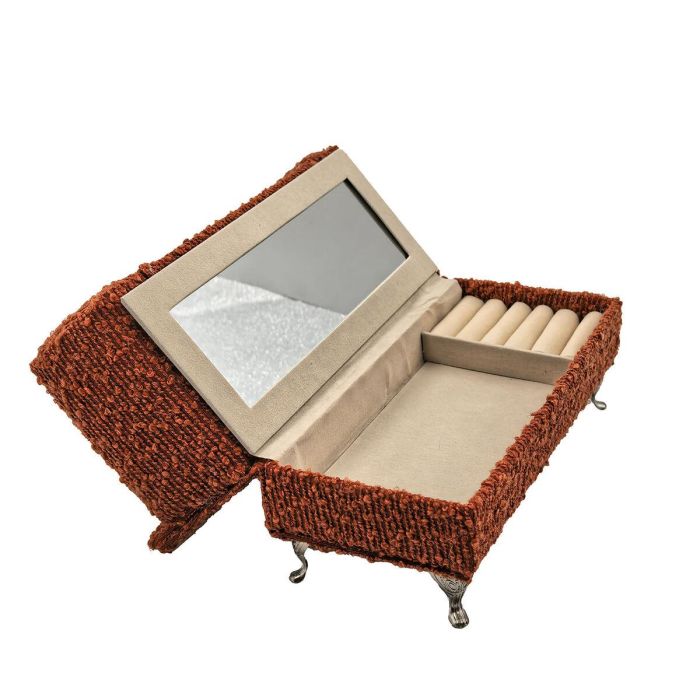 Caja-Joyero Versa Rojo Poliéster Metal Espejo Madera MDF 9,5 X 12,5 X 23,5 CM Sofá 3 Caja-Joyero Versa Rojo Poliéster Metal Espejo Madera MDF 9,5 X 12,5 X 23,5 CM Sofá 3
