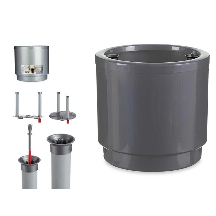 Ibergarden Maceta de plástico con reserva de agua 38 cm plata (2 Unidades) Ibergarden Maceta de plástico con reserva de agua 38 cm plata (2 Unidades)