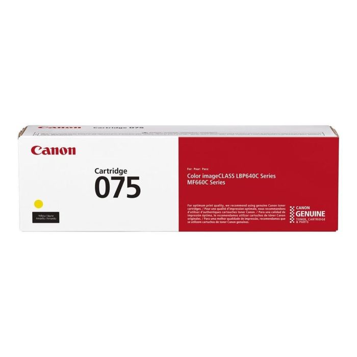 Canon 075 Toner Amarillo Láser 1300 Páginas para Impresoras Canon Mfp. Rendimiento eficiente y calidad profesional.