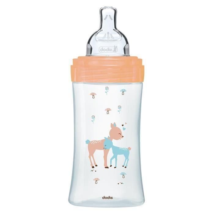 Dodie Biberón Sensation de Vidrio Anti-Cólico 270 ml con Tetina Anti-Cólico 3 Velocidades - 0-6 meses - Doe Beige 2