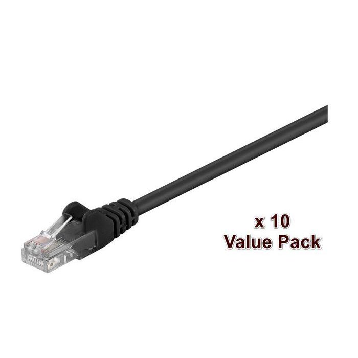 MicroConnect Cable de Red CAT5e U/UTP 5m Negro para Router/Switch/Módem, Pack 10 Unidades, Conectores con Protección de Gancho
