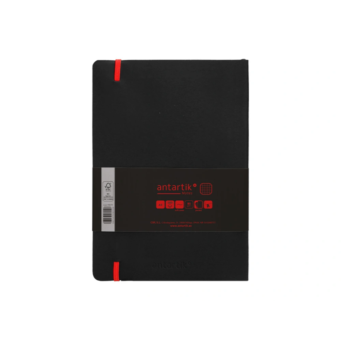 Antartik Cuaderno A5 Tapa Blanda Hojas Cuadriculadas Negro y Rojo 80 Hojas 80 gr FSC 2
