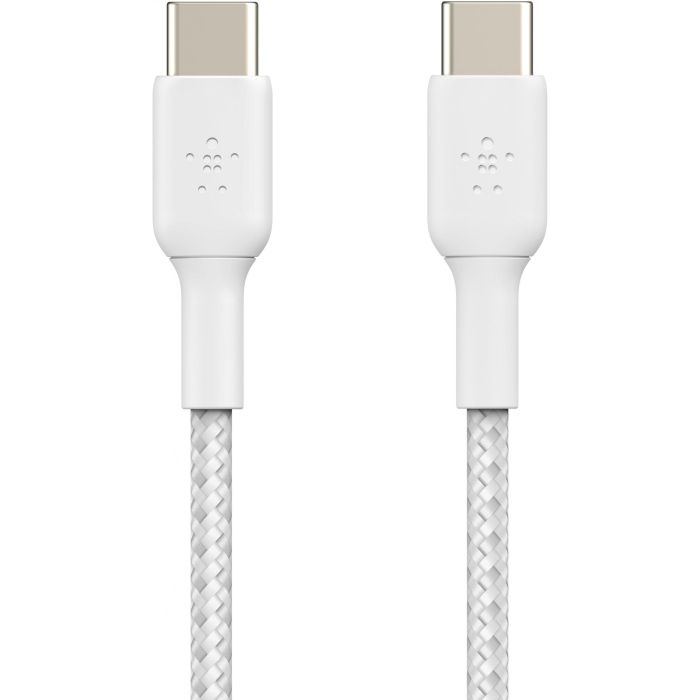Belkin CAB004BT1MWH2PK Cable Trenzado USB-C a USB-C 2.0, 1m, Blanco, 480Mbps, Carga Rápida 60W, Doble Pack 3 Belkin CAB004BT1MWH2PK Cable Trenzado USB-C a USB-C 2.0, 1m, Blanco, 480Mbps, Carga Rápida 60W, Doble Pack 3