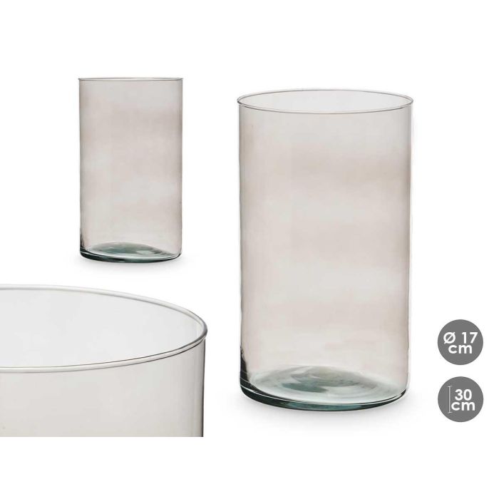 Jarrón de Cristal Cilíndrico Gris 17 cm x 30 cm - Giftdecor (4 Unidades) Jarrón de Cristal Cilíndrico Gris 17 cm x 30 cm - Giftdecor (4 Unidades)