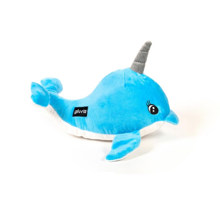 Gloria Peluche para Perro Nuka Narval con Squeaker, Textura Blanda Azul. Juguete Interactivo, Estimulante del Juego y la Curiosidad 3