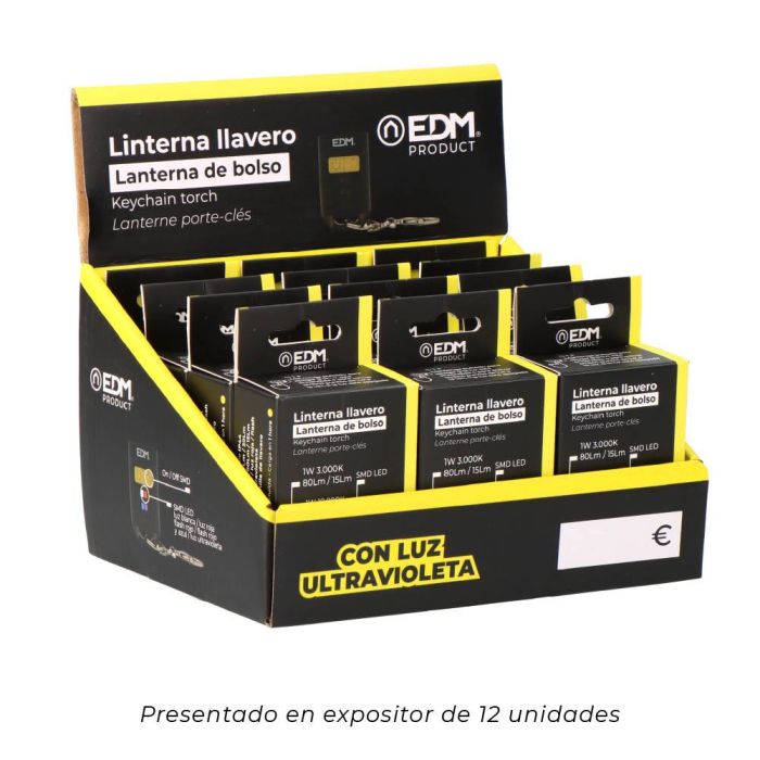 Edm Linterna Llavero con 5 Modos de Luz, USB Tipo C, Imán y Clip - 80lm, Autonomía 2h 5 Edm Linterna Llavero con 5 Modos de Luz, USB Tipo C, Imán y Clip - 80lm, Autonomía 2h 5