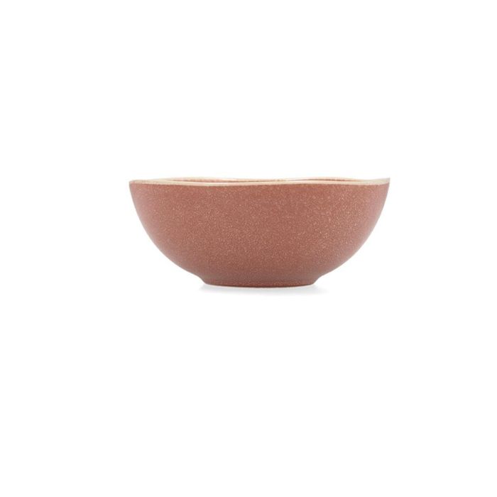 Bidasoa Bol Cerámico Irregular Gio Terracota con Relieves Orgánicos y Filo de Color 16x6,5 cm - Pack 6 Unid. Apto Lavavajillas/Microondas