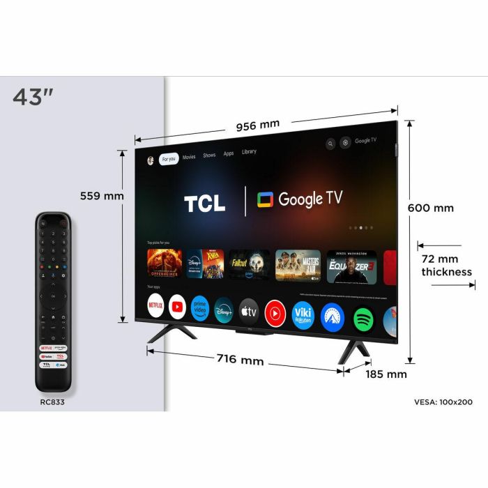 Smart TV TCL 43P7K 43" 4K Ultra HD LED HDR D-LED QLED 2 Smart TV TCL 43P7K 43" 4K Ultra HD LED HDR D-LED QLED 2