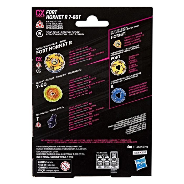 Hasbro Beyblade X Starter Pack Fort Hornet R 7-60T CX HASG1682ES0, Top de competición Balance Type, A partir de 8 años 1