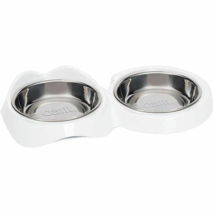 Catit AAAAO00427 Comedero Doble para Gatos PIXI con Cuencos Extraíbles de Acero Inoxidable, 2 x 200 ml, Blanco Catit AAAAO00427 Comedero Doble para Gatos PIXI con Cuencos Extraíbles de Acero Inoxidable, 2 x 200 ml, Blanco