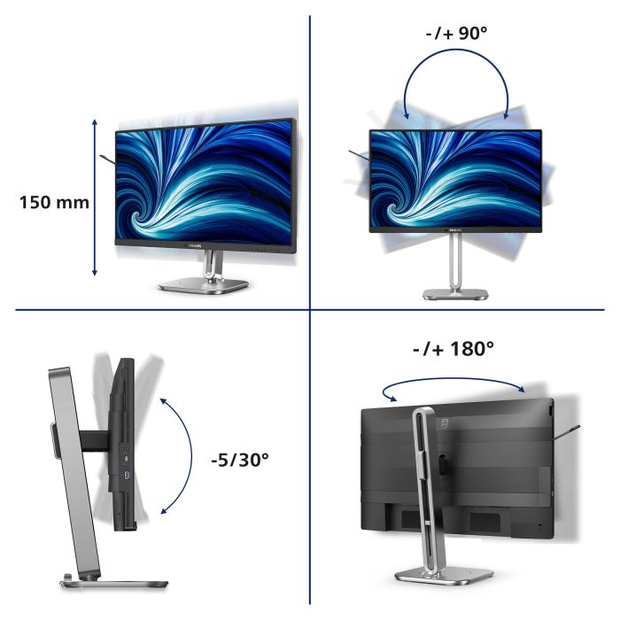 Philips 24B2N4200/00 - Monitor 23.8" Full HD IPS 1920x1080, 4ms, 120Hz, USB-C, HDMI, DisplayPort, Altavoces, Ajustable (4000 Series) 8 Philips 24B2N4200/00 - Monitor 23.8" Full HD IPS 1920x1080, 4ms, 120Hz, USB-C, HDMI, DisplayPort, Altavoces, Ajustable (4000 Series) 8