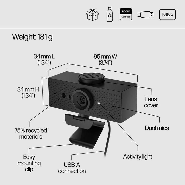 Webcam HP 620 FHD/ 1920 x 1080 Full HD 34 Webcam HP 620 FHD/ 1920 x 1080 Full HD 34